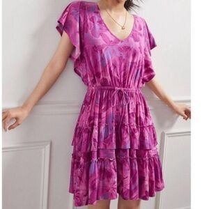 Anthropologie Pink Floral Mini Dress